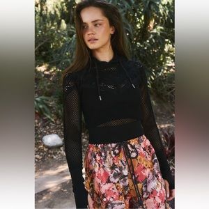 NWT Free People Movement Mesh In Session Layer Black sweater top